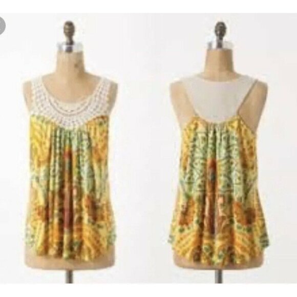 one.september Tops - Anthropologie Urubamba Floral Crochet Knit Top